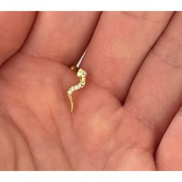 Gold Crystal Snake Cartilage Earring Brand New - Picture 2 of 3